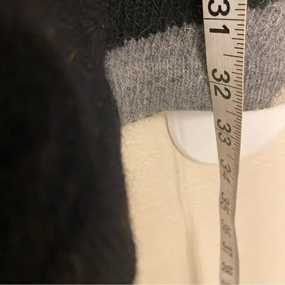 Outlander Vtg Sweater long open cardigan gray black metallic lambs wool angora M - Picture 8 of 8